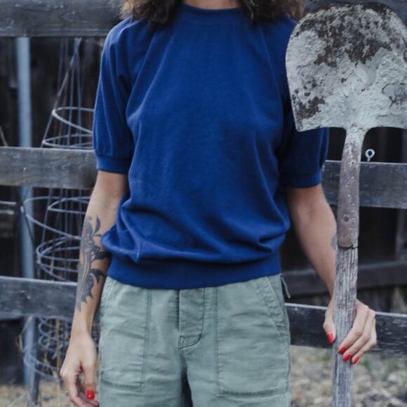 Jungmaven Short Sleeve Raglan Tee T-Shirt Top Small Galaxy Blue 55% Hemp EUC - Picture 2 of 12